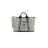CHANEL Woven Straw Raffia Striped Medium Deauville Tote