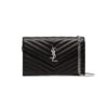 Saint Laurent Chain-strap YSL-plaque grained-leather wallet