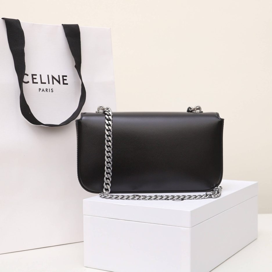 CELINE CLAUDE shiny cowhide leather chain shoulder bag - Image 4