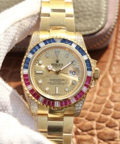 SUBMARINER GOLDEN BLUE / RED DIAMOND GOLD DIAL 40MM